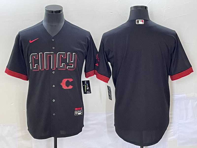 Mens Cincinnati Reds Blank Black 2023 City Connect Cool Base Stitched Jerseys